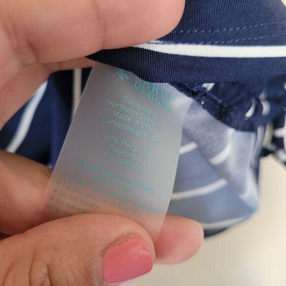 Carve Designs Women Xs Navy Stripe Dawson Rashguard Swim Top Nautical Upf 50 Nwt - Picture 4 of 8